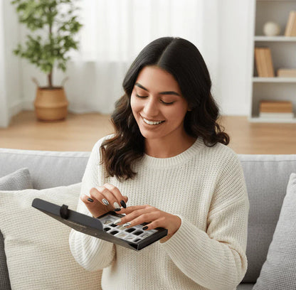 Febble - Elegant Black Nude Oval Nails