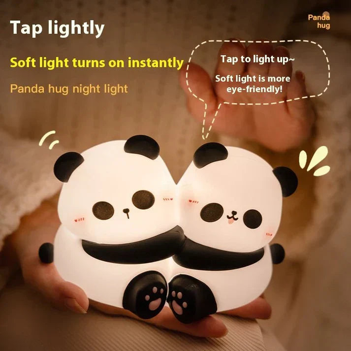 Cute panda hug design, LED light, cozy desktop night decoration.
